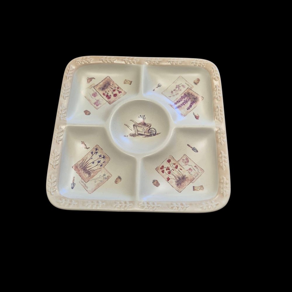 Vintage Summer Fields Design Divided Serving Tray